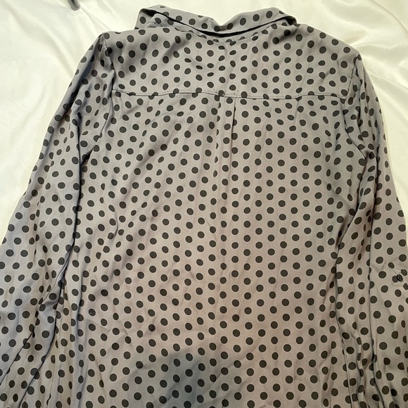 Loft size small gray and black polka dot long sleeve dress - Picture 4 of 11